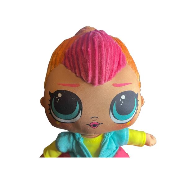 LOL Surprise Neon Pink QT Huggable Soft Plush Doll Red Hair 16” 2020 MGA - Picture 9 of 12